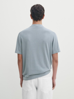 Massimo Dutti Футболка-поло с короткими рукавами, голубой