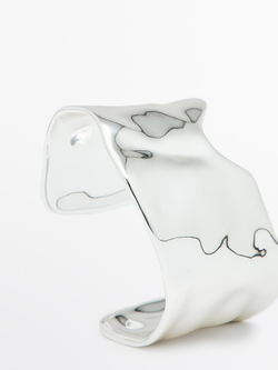 Massimo Dutti Широкий браслет асимметричной формы, серебряный