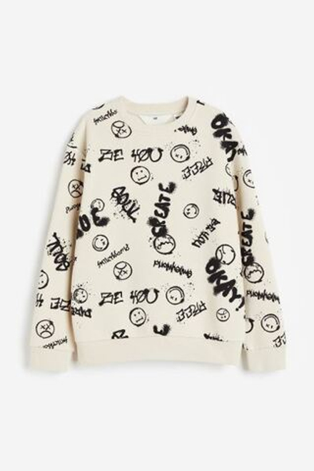 H&M Толстовка с принтом, светло-бежевый