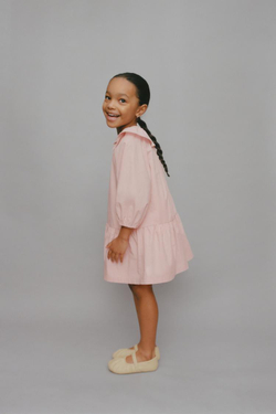 ZARA ПЛАТЬЕ ИЗ ПОПЛИНА С БАНТАМИ, РОЗОВЫЙ