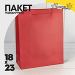 Пакет подарочный 18х23х10см "Фактура" (Красный)
