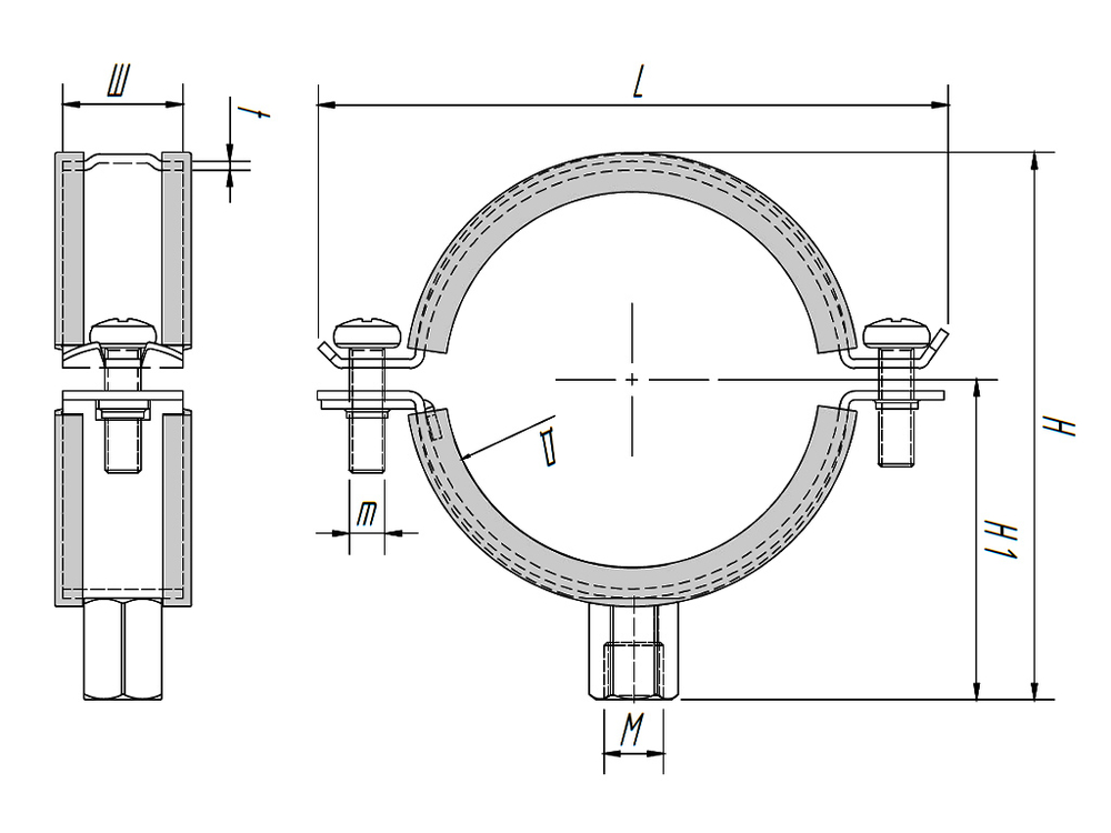 ТМС 2С Хомут оцинкованный с epdm M8/10 101-106мм