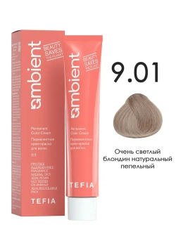 Tefia Ambient Перманентная крем-краска для волос 9.01 Очень светлый блондин натуральный пепельный, 60 мл