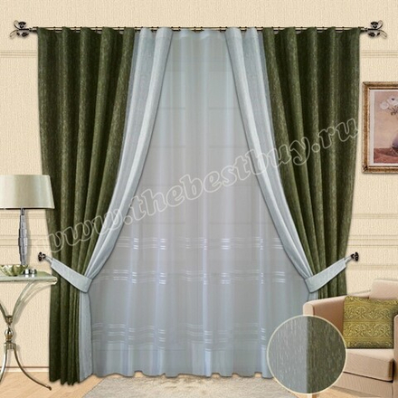 Комплект штор  Луиза (арт. 1005)  - 300х270, (200х270)х2 см. - фисташка