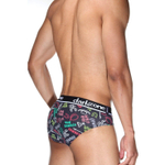 Темно-синие трусы-брифы с принтом в виде цветных надписей (Размер: L) (Цвет: темно-синий)