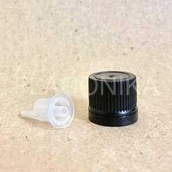 Крышка 18 капельница с КПВ СТЕКЛО черный (с плоской капельницей)