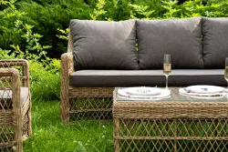 "Гранд Латте" лаунж-зона из искусственного ротанга, цвет соломенный