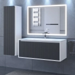 Тумба с раковиной Uperwood Next Premium подвесная, 100 см, белая/графит, 1 ящик