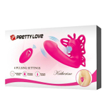 Розовая клиторальная бабочка с вагинальным виброотростком Katherine