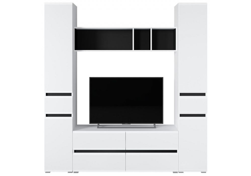 Модульная гостиная Сейдиль белый премиум / черный / белый глянец комплектация 3