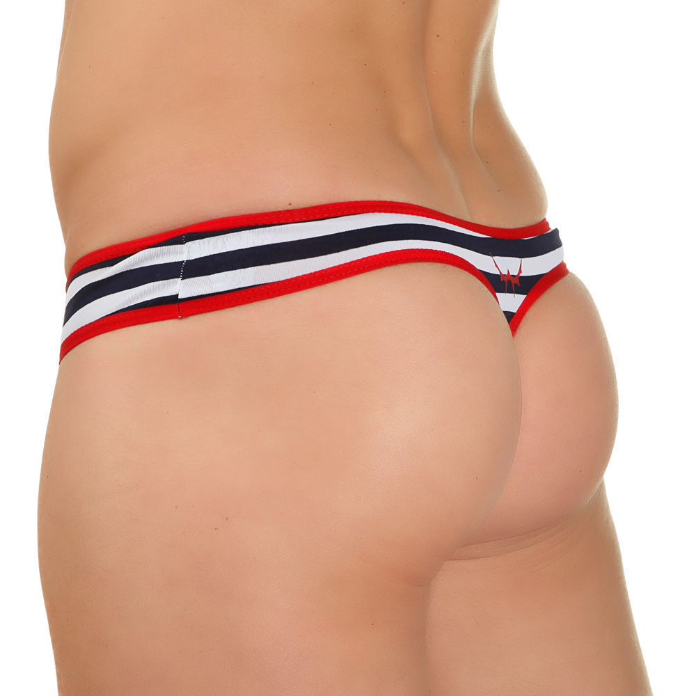 Мужские трусы стринги белые в полоску Wild Milk