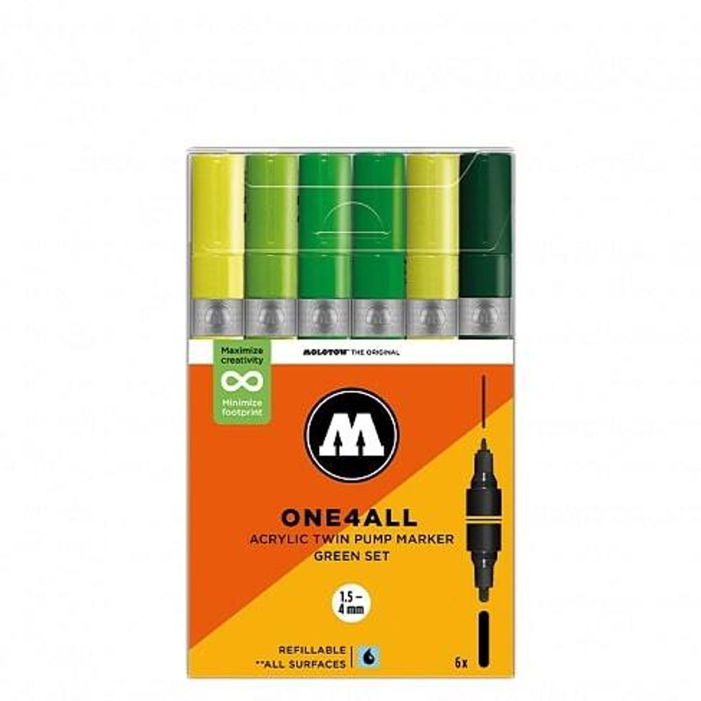 Набор Маркеров MOLOTOW ONE4ALL ACRYLIC TWIN GREEN-SET