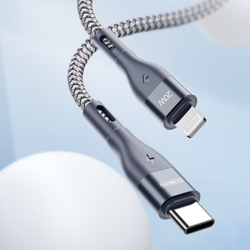 Кабель в тканевой оплетке длина 200см (2м) с разъемом Type C на Lightning с быстрой зарядкой PD 20W от Duzzona, серия A1 Cable