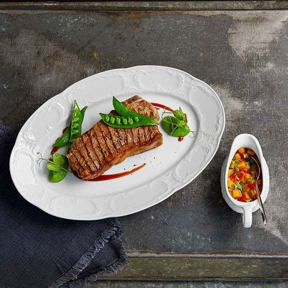 Блюдо «Моцарт» овальное;фарфор;,L=36,B=24см;белый (Цвет: белый)