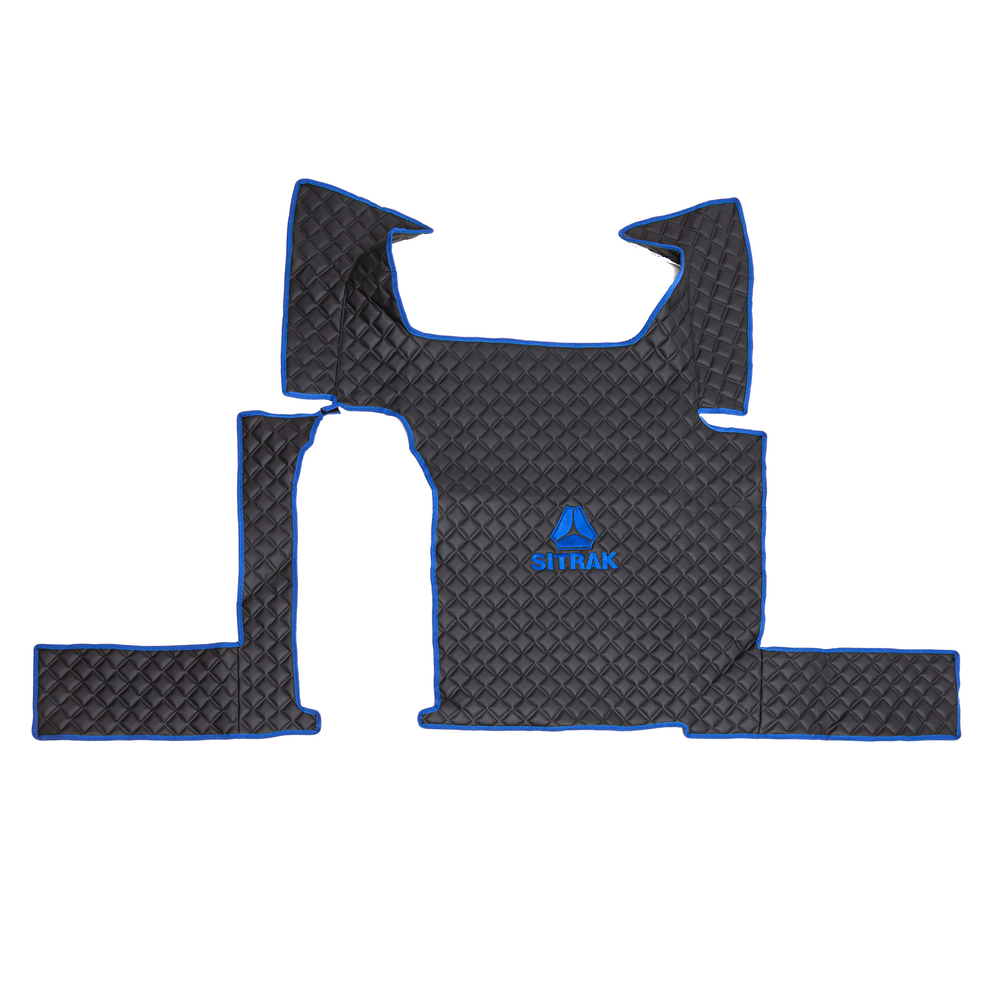 Ковры Sitrak C7H (экокожа, черный, синий кант, синяя вышивка)