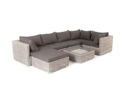 "Лунго" трансформирующаяся лаунж-зона из искусственного ротанга, цвет бежевый