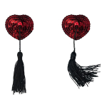 Красные пэстисы-сердечки с черными кисточками Lola Pasties Burlesque Gipsy Red 3634-04lola