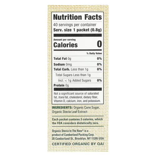 In the Raw, Organic Stevia In the Raw®, ноль калорийная смесь стевии, 40 пакетиков, 32 г (1,12 унции)
