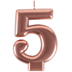 Свечи-цифры "Розовое золото металлик" 8 см (от 0 до 9)