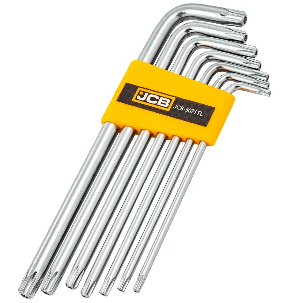 Набор ключей TORX Г-образных длинных с отверстием 7пр. JCB JCB-5071TL