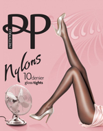 Нейлоновые блестящие колготки (Размер: S) (Цвет: бежевый)