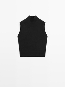 Massimo Dutti Трикотажный жилет из 100% кашемира, черный