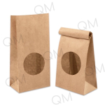 Крафт пакет ламинированный с окном 70 мм с прямоугольным дном 100*60*200 мм (2 слоя) 35 г/м2 крафт, 1200шт