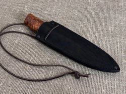 Якутский нож "Шейник", Дамасская сталь, рукоять мореная карельская берёза