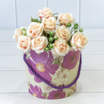 Коробка Ваза для цветов 15х13 см "Цветы" с ручкой (Белый)