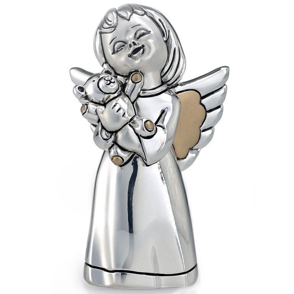 Серебряная фигурка Ангел с мишкой 9см