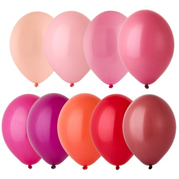 Латексные шары в красной и розовой палитре «Пастель Экстра» в ассортименте