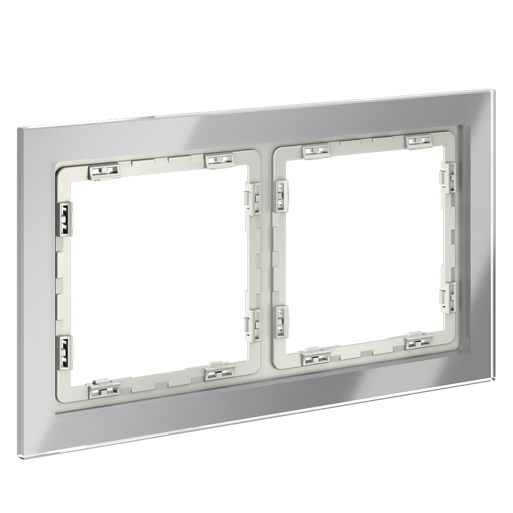 Рамка стеклянная VOLTUM S70 на 2 поста, (сталь, стекло)