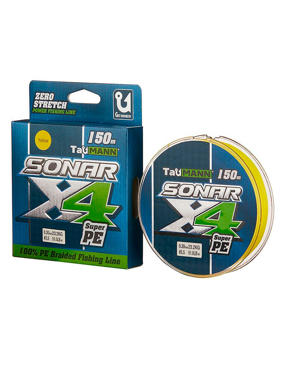 Плетеный шнур для рыбалки TauMANN Sonar PE X4 150m #1.2 (0.18mm) Yellow