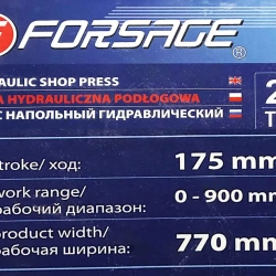 Пресс гидравлический напольный 20т PROFI(рабочая высота: 0-850мм, рабочая ширина: 600мм, рабочий стол: 180х600мм, ход штока: 120мм,) Forsage F-20021 BIG(дерев)