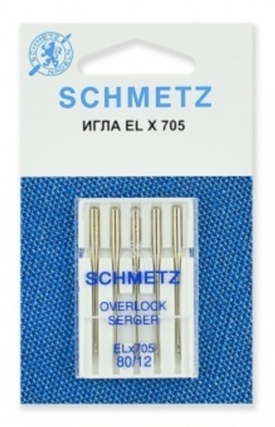 Иглы 12 Schmetz для плоскошовных машин, хром ELx705 CF №80 5 шт