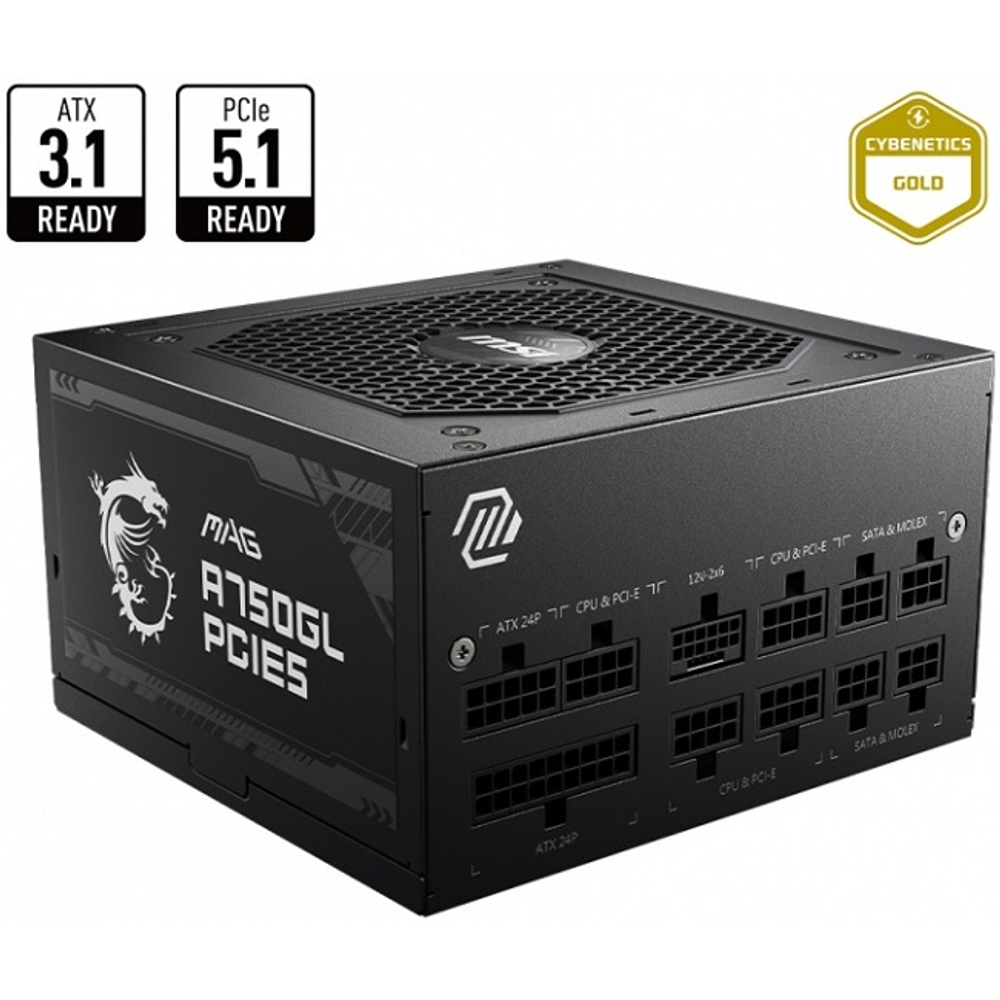 Блок питания MSI 750W MPG A750GL PCIE5, модульный, 16 Pin PCIe Gen 5.0, 80 PLUS Gold (306-7ZP8B11-CE0)