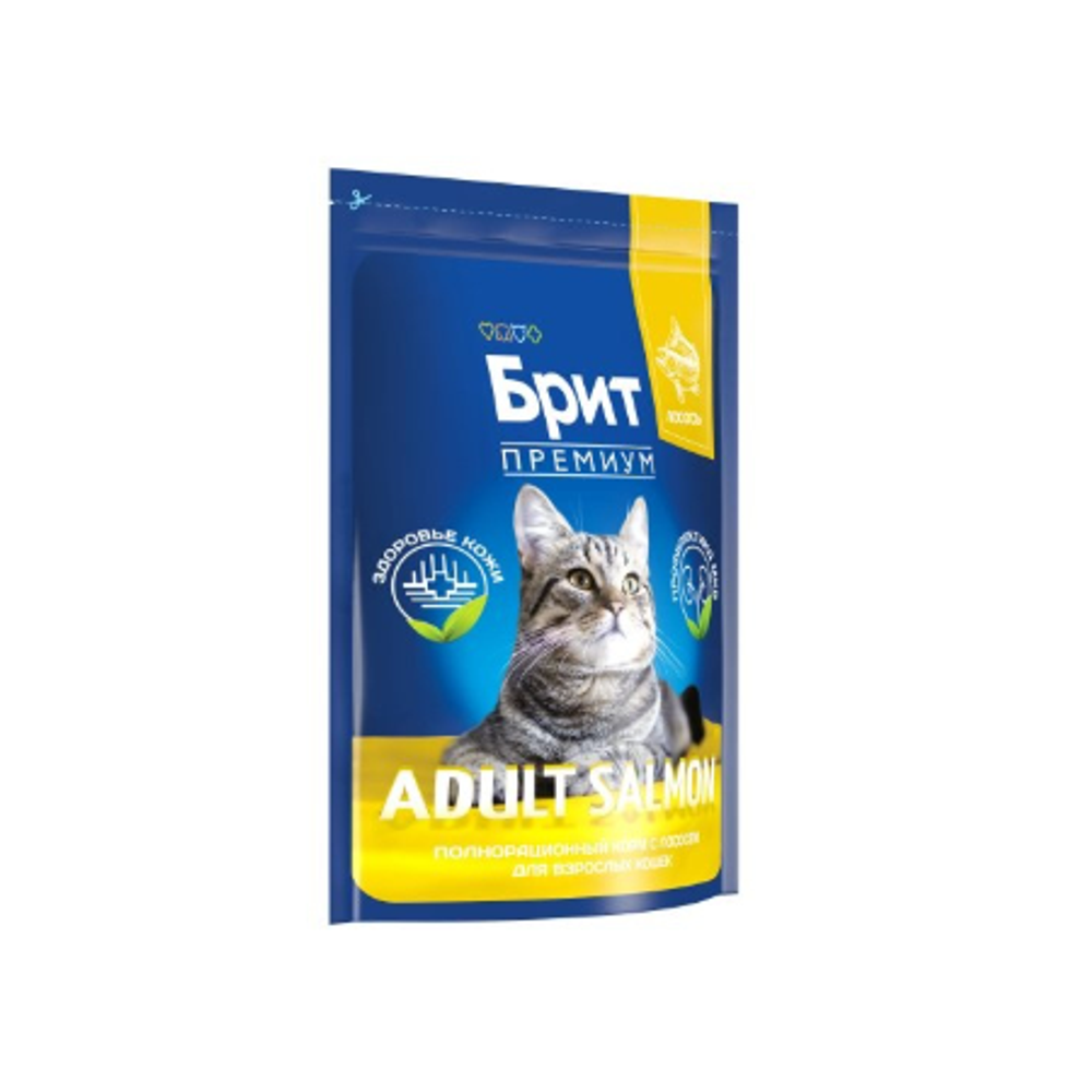 Сухой корм для взрослых кошек BRIT PREMIUM с лососем "Cat Adult Salmon", 2кг