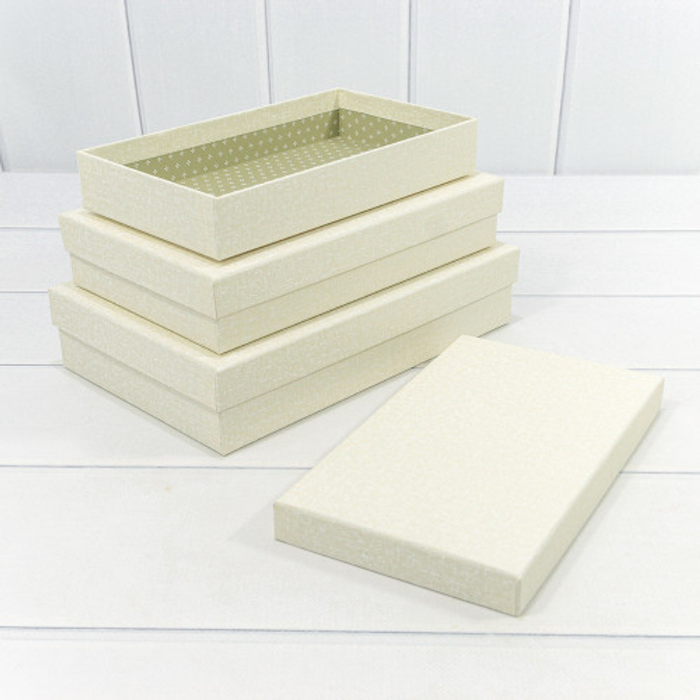 Коробка 28х18х6 см Набор 3 шт (Бежевый)