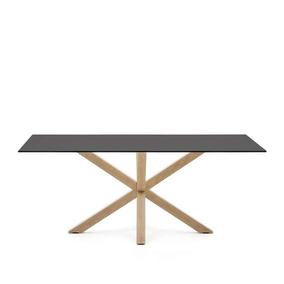 Argo Стол обеденный со стальными ножками Wofect и столешницей из черного стекла 200x100