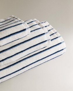 Zara Home - Красочное полосатое банное полотенце, синий, 30х50 см
