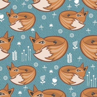 Seamless pattern background with fox and elements