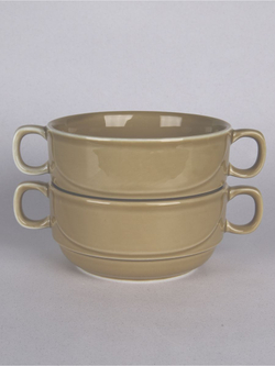 Бульонница супница с ручками фарфоровая тёмно-серый набор 2 шт в стиле акварель