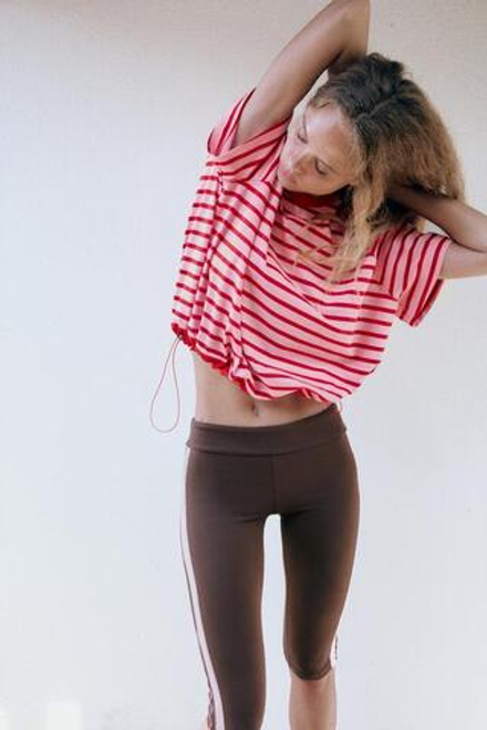 ZARA ЛЕГИНСЫ КАПРИ С ЛАМПАСАМИ, ТЕМНО-КОРИЧНЕВЫЙ