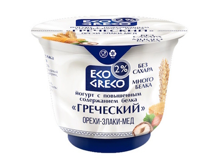 Йогурт Греческий "ECO GRECO" Орех-злаки-мед 2% 230г. Бабушкина крынка