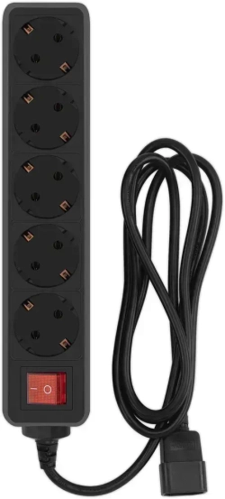 Сетевой фильтр для ИБП PC Pet AP01006-E-B 1.8м, 5 розеток, с выключателем, черный