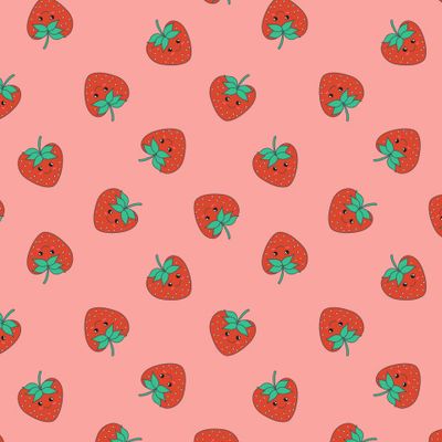 Милый паттерн с клубникой в дудл стиле