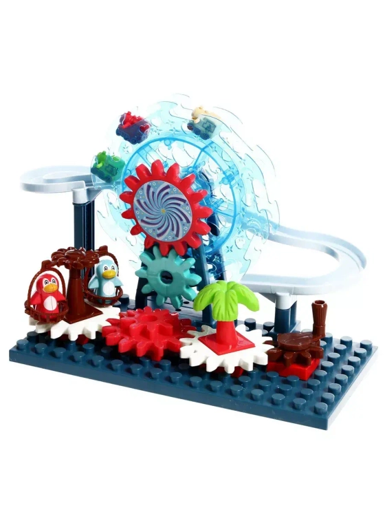 Конструктор с шестерёнками Весёлые паровозики 33 детали