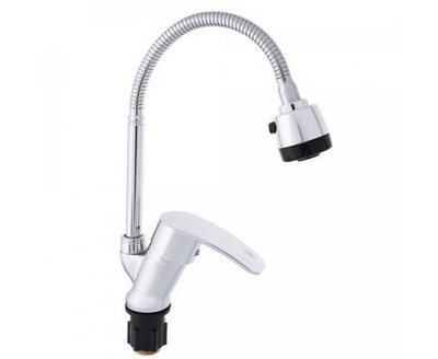 СоюзКран SK01-F106 (566-388), Смеситель для кухни, гибкий излив, керамический картридж 40мм, цинк, хром