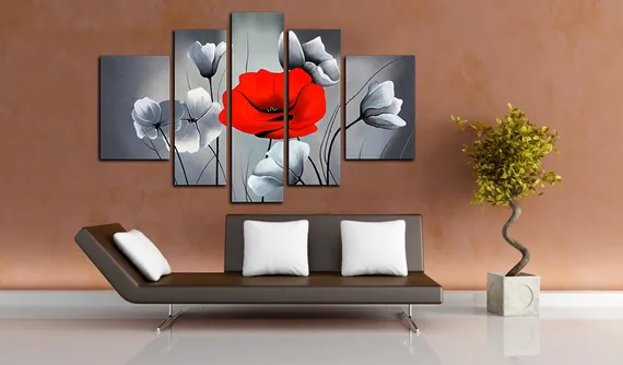 Модульная картина "Красный мак"