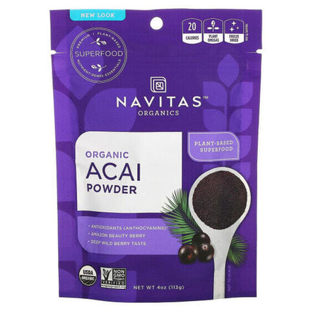 Суперфуды Navitas Organics, Органический порошок асаи, 113 г (4 унции)